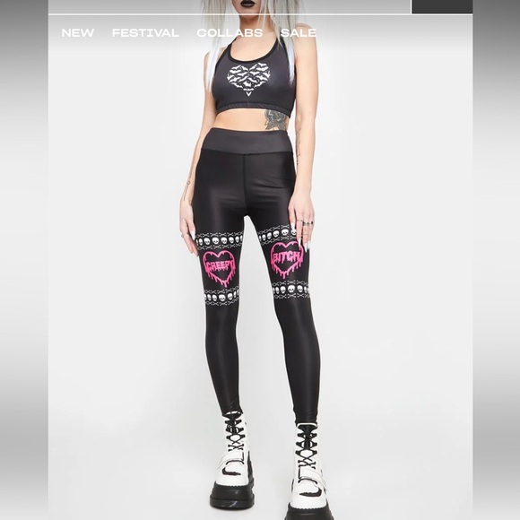 NWT Too Fast Creepy Lil B*tch High Waist Leggings Size XL - Picture 4 of 10